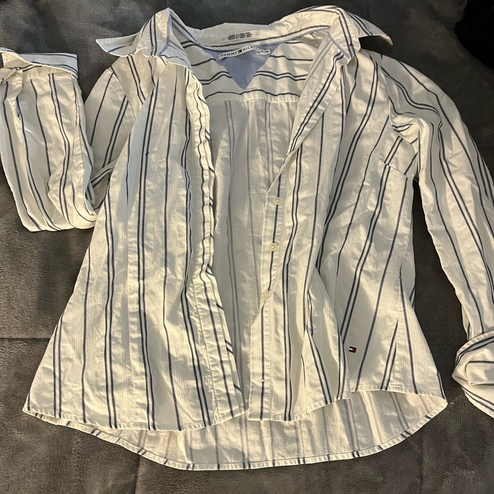 Brand: Tommy Hilfiger Size: 16 Color: white with blue stripes
